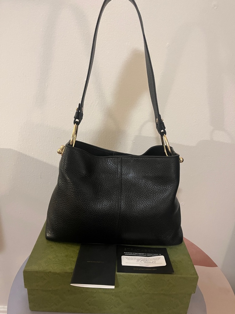 STRATHBERRY BLACK LANA HOBO SHOULDER BAG